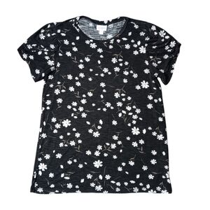 LuLaRoe Black Tee with White Floral Design